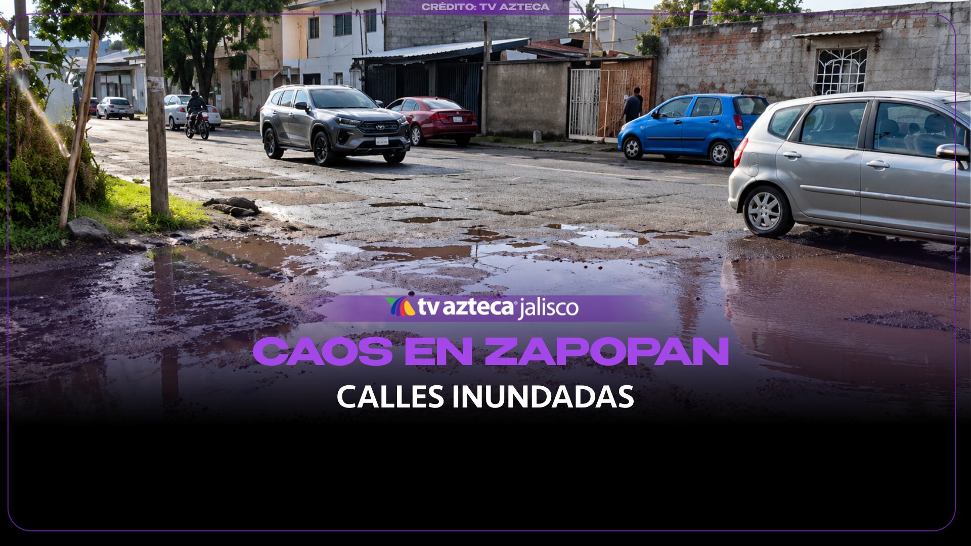 Bocas de tormenta tapadas causan inundaciones y peligro vial en la colonia Miguel de la Madrid en Zapopan