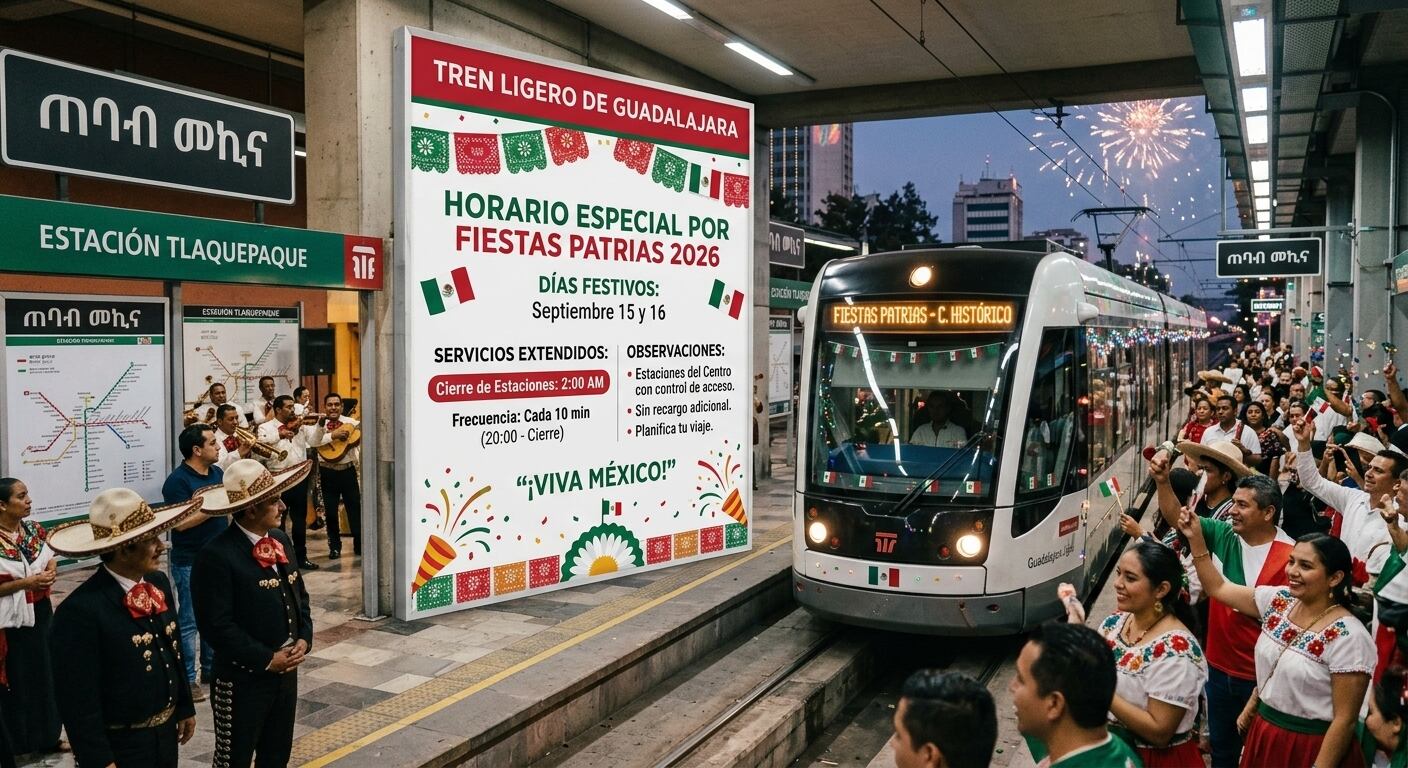 ¡Que no se te pase! Así operará el Tren Ligero durante el Grito en Guadalajara