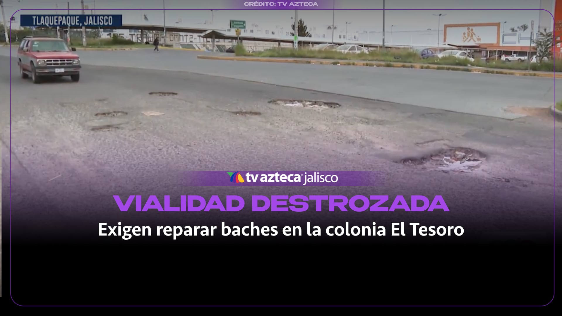 Denuncian abandono y baches en Paseo de los Balcones en la colonia El Tesoro de Tlaquepaque