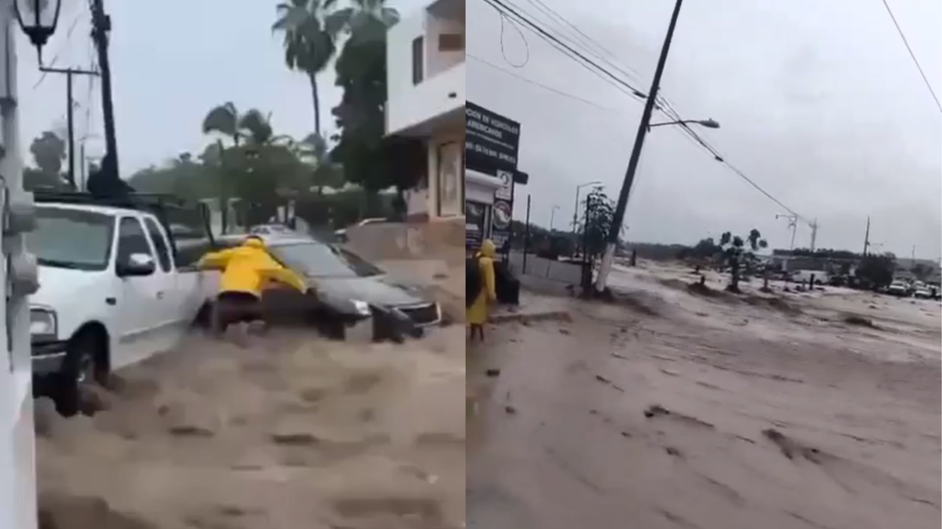 ¡Calles bajo el agua! Huracán ‘Marie’ provoca lluvias e inundaciones en Baja California Sur 
