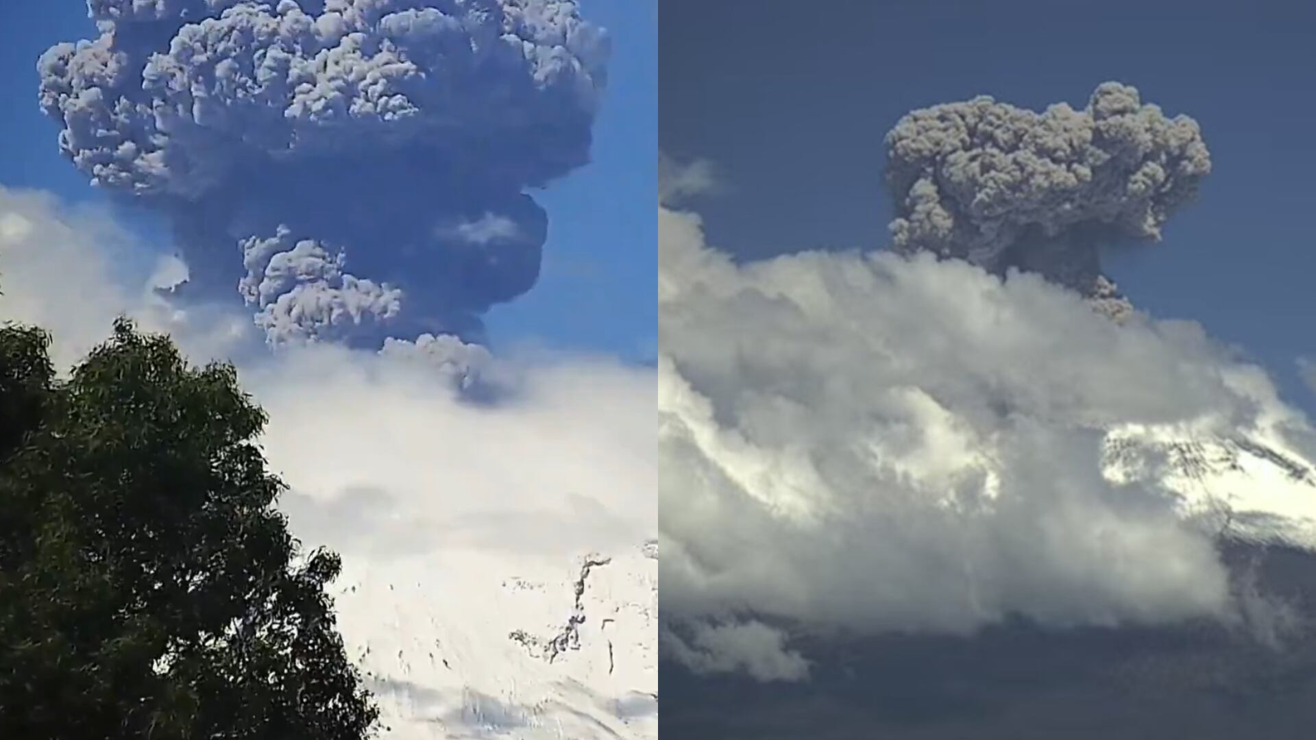 Popocatépetl lanza enorme fumarola y reaparece nevado