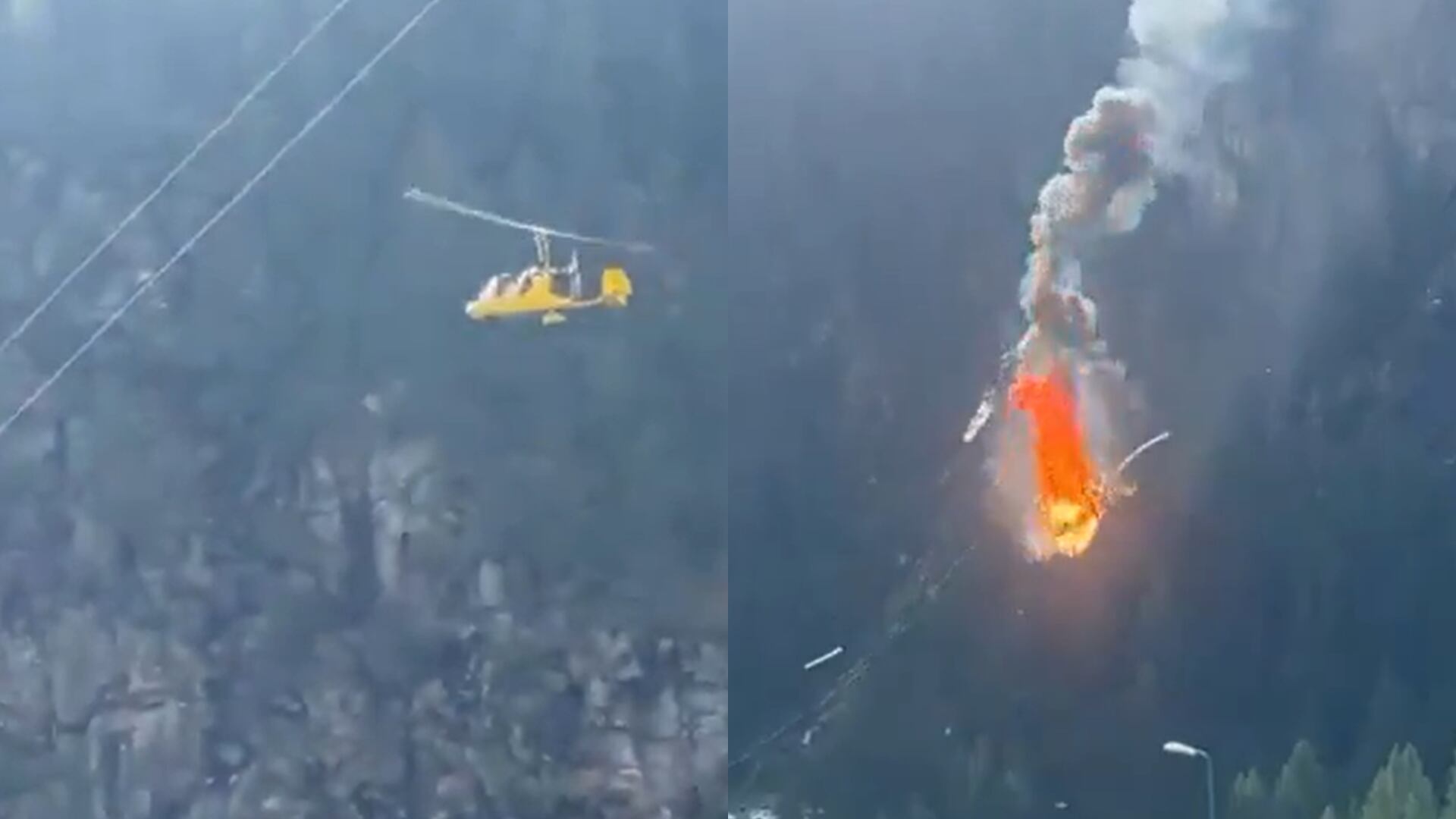 Girocóptero se estrella contra cables en Italia y mueren dos personas