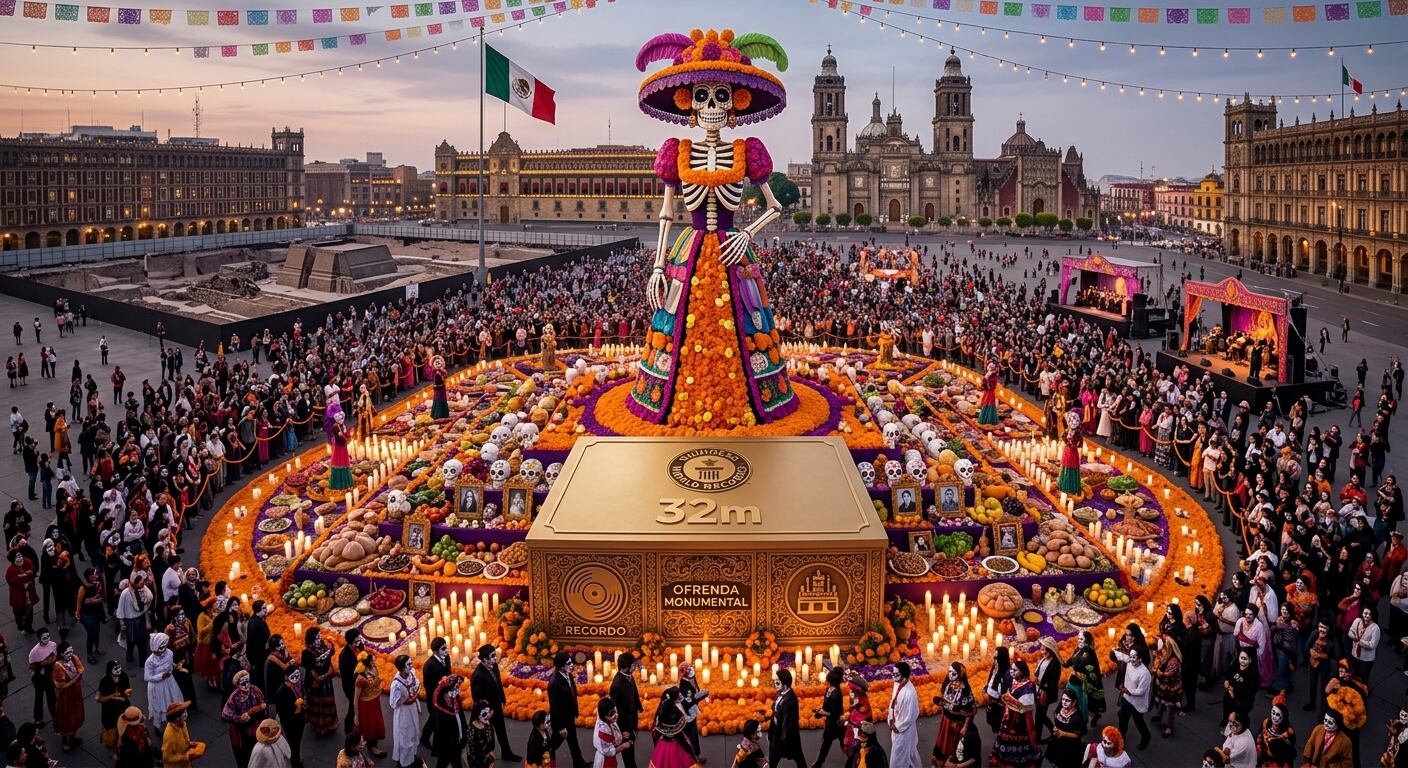 ¡Gigante y espectacular! La Catrina de 32 metros con la que CDMX busca romper Récord Guinness