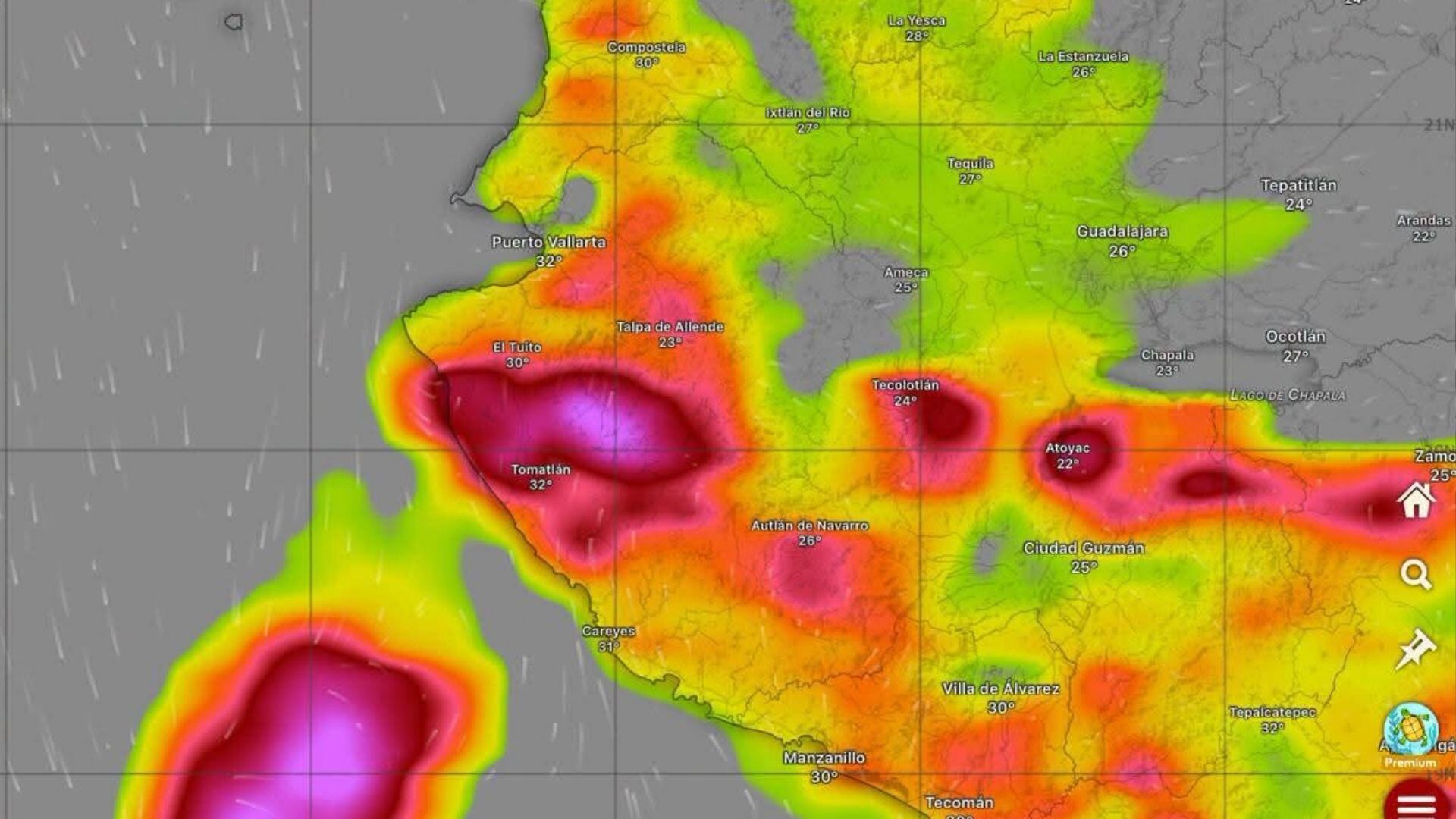Fuertes rachas de viento y olas de 2 metros, el pronóstico del clima hoy 14 de septiembre en Puerto Vallarta
