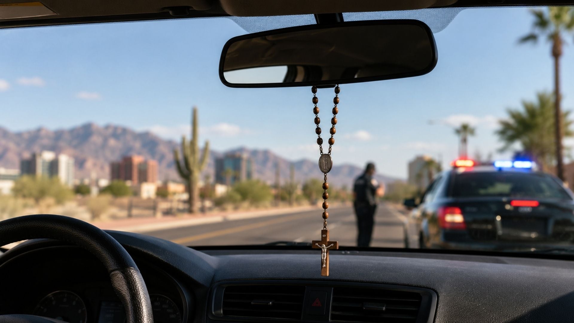 ¿Cuelgas un rosario en el retrovisor? A partir de esta fecha comenzarán a multar
