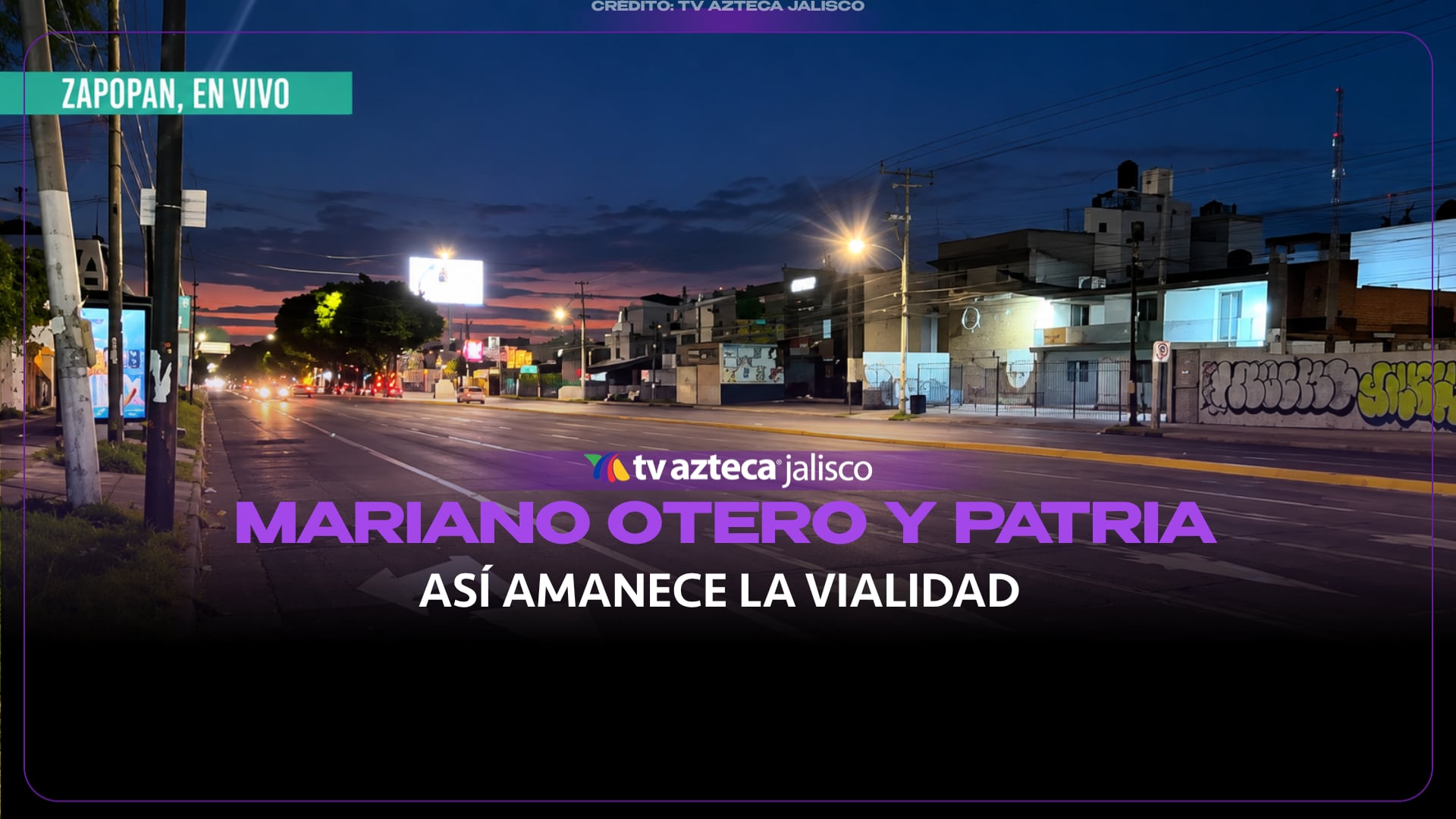 Así amanece la vialidad en Mariano Otero y avenida Patria
