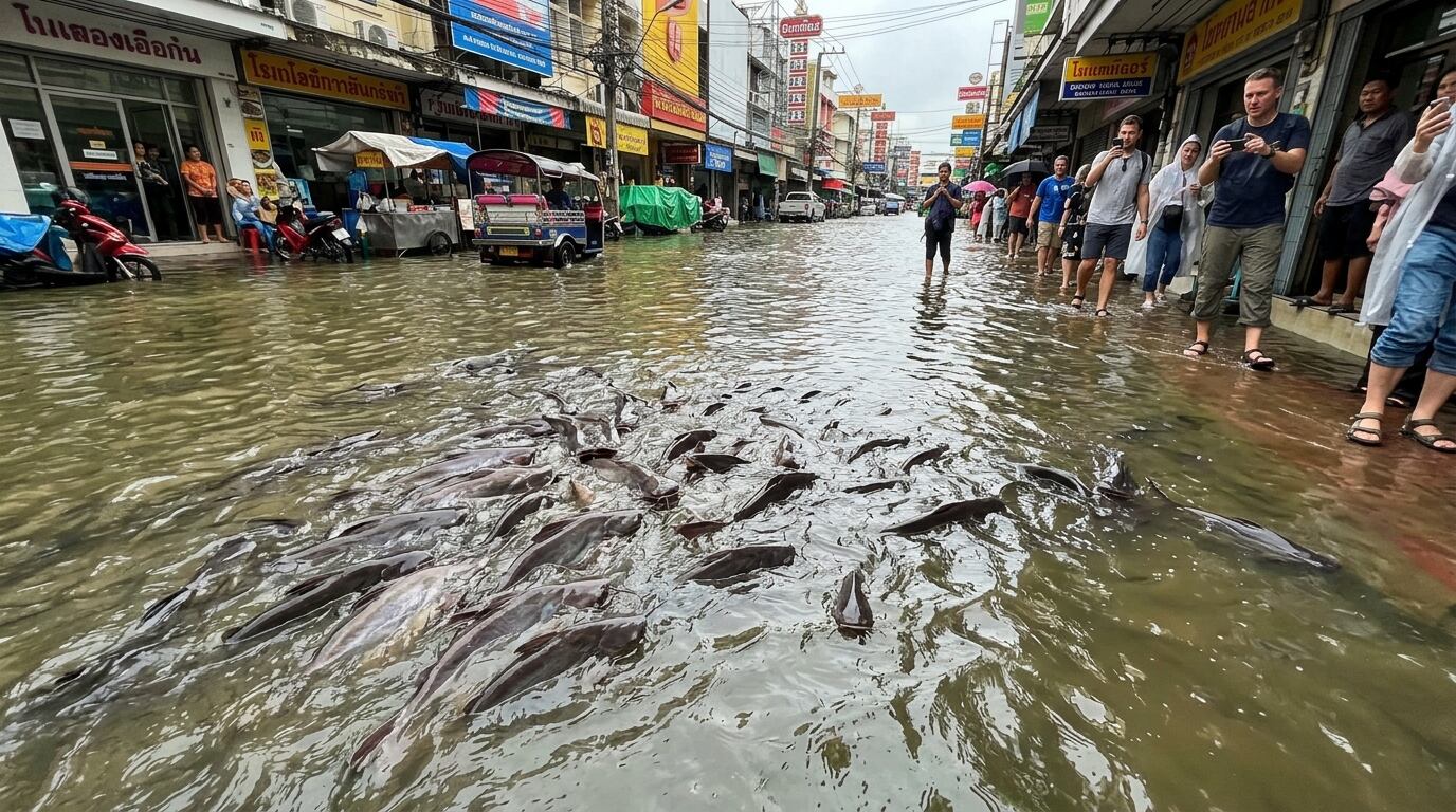 VIDEO: ¡Bangkok bajo el agua! Turistas captan cardumen de bagres nadando por la ciudad