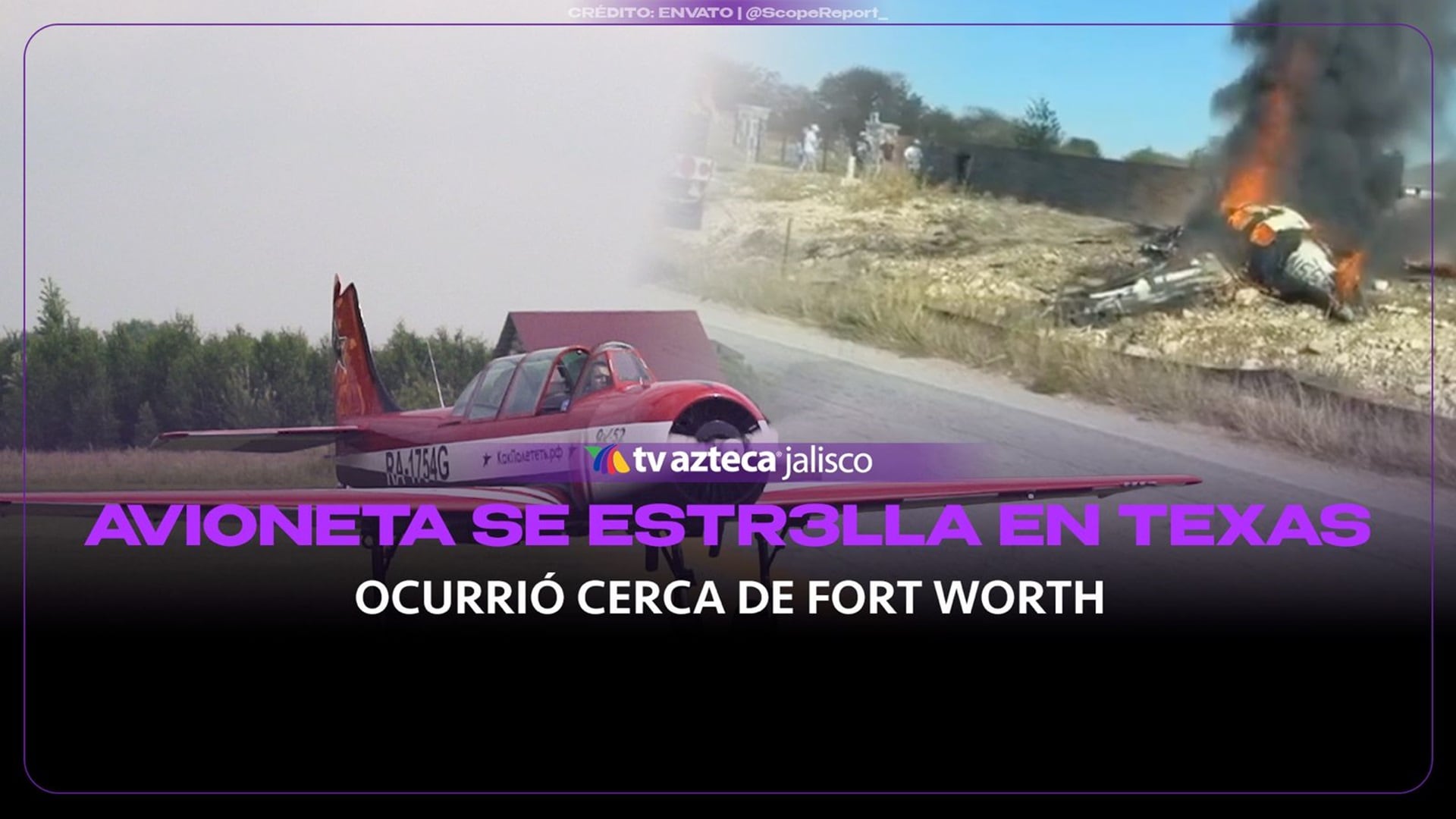 VIDEO | Avioneta se estrella y se incendia en Texas; reportan saldo mortal