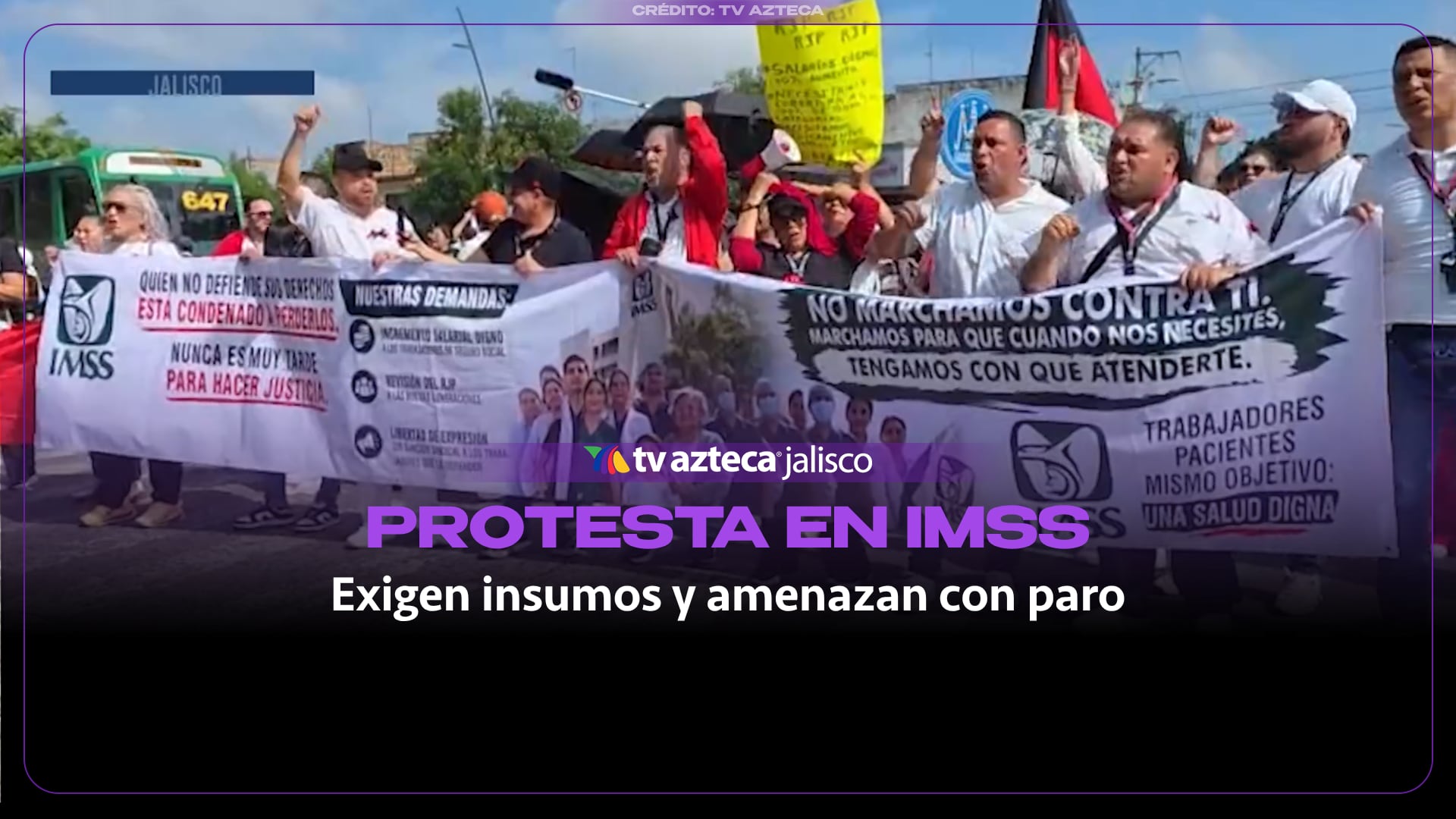 Protestan trabajadores y jubilados del IMSS en Guadalajara; advierten paro si no responden a sus demandas