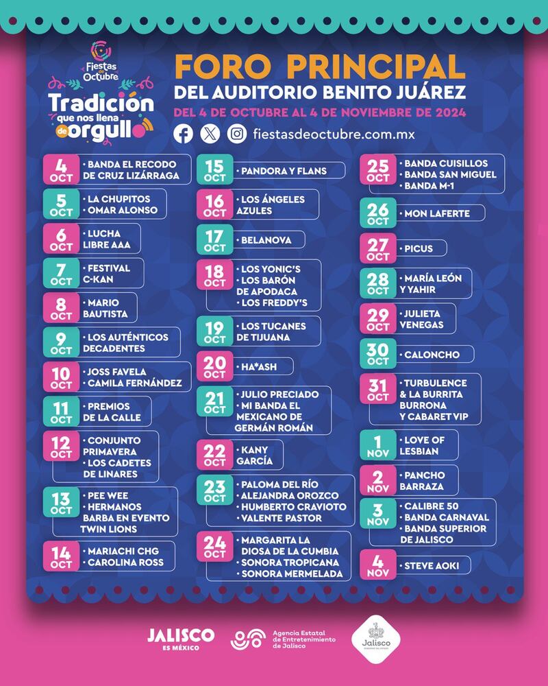 Cartelera Fiestas de Octubre